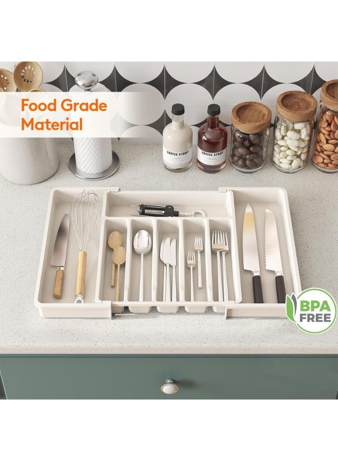 ZERIFAM Silverware Drawer Organizer, Expandable Adjustable Cutlery Drawer Organizer, Plastic Cutlery Storage for Kitchen Drawer for Spoons Forks Knives - Image 3