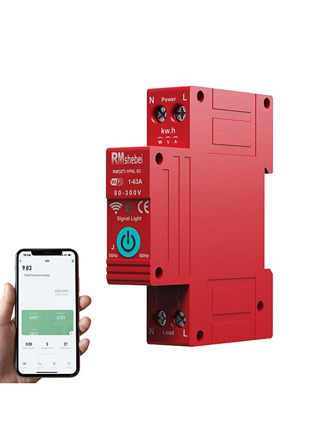Tuya WiFi 1P Intelligent Circuit Breaker Single Phase Digital Display Metering Switch Voltage Current Protective Device  - Image 2