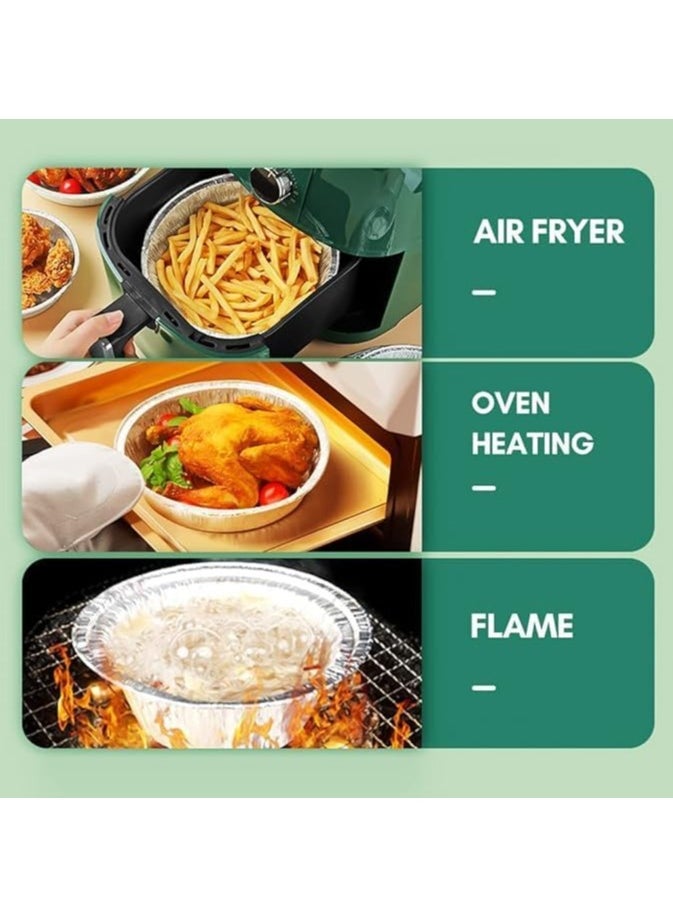 GUDOO 50 Pcs Round Foil Trays 6 Inch Disposable Aluminum Foil Plates Safe Material High-temperature Resistance Easy To Use for Air Fryers Baking Cooking Storage Roasting  - Image 2
