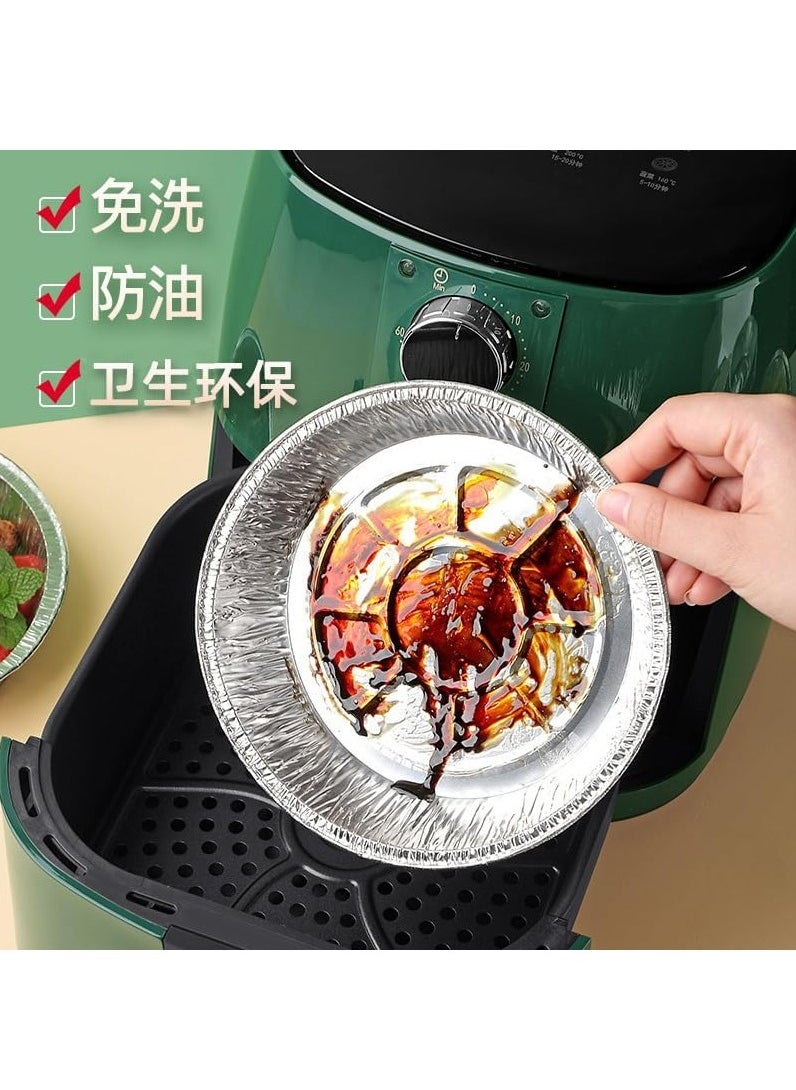 GUDOO 50 Pcs Round Foil Trays 6 Inch Disposable Aluminum Foil Plates Safe Material High-temperature Resistance Easy To Use for Air Fryers Baking Cooking Storage Roasting  - Image 4