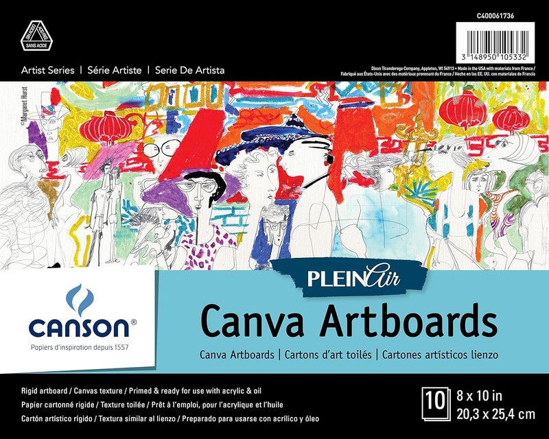 Canson Plein Air Canva Rigid Art Paints or Sticks Oil and Acrylic 8 x 10 Inch Set of 10 Boards 8 x 10 0
