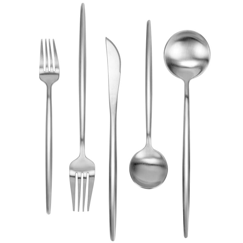 Matte Silverware Set 30 Pieces FAMEWARE Stainless Steel Flatware SetService for 6Kitchen Utensil Set Tableware Cutlery Set Satin Finished Polished Dishwasher Safe