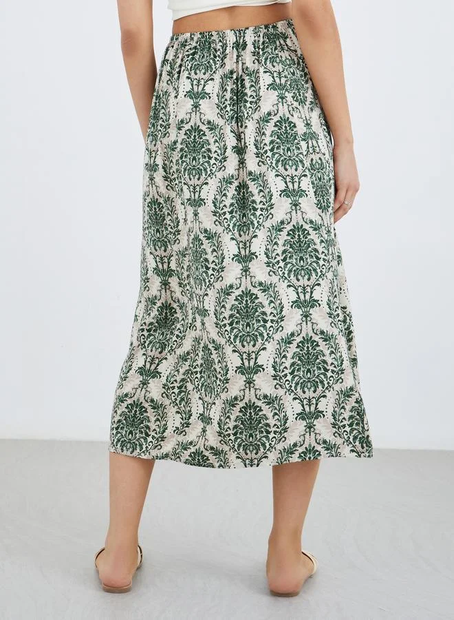 Take Two Take Two All-Over Printed Viscose Midi Skirt