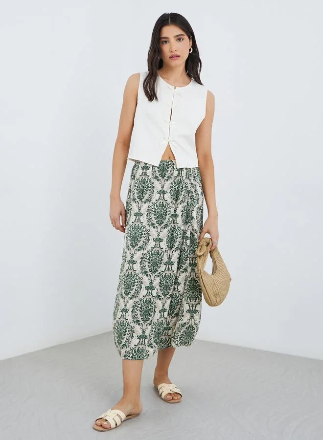 Take Two Take Two All-Over Printed Viscose Midi Skirt