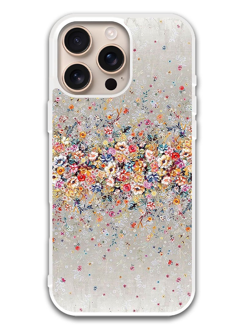 Theodor Protective Case Cover For APPLE IPHONE 16 Pro Small Flowers Abstract Art (White Bumper) - Image 1