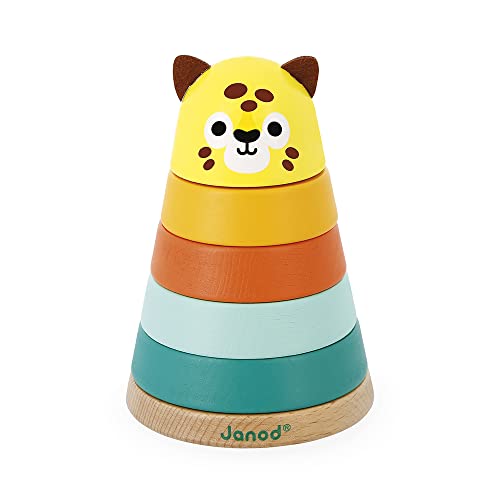 Janod Tropik Jaguar Stacking Toy 5 Stackable Pieces 1 Year J08261 - Image 1