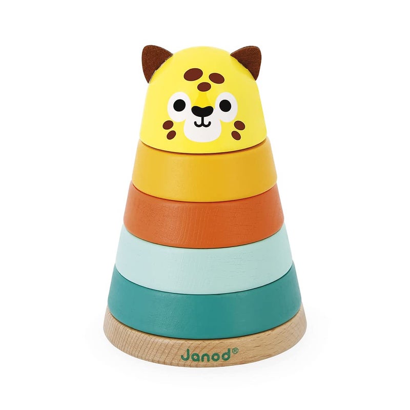 Janod Tropik Jaguar Stacking Toy 5 Stackable Pieces 1 Year J08261 - Image 2