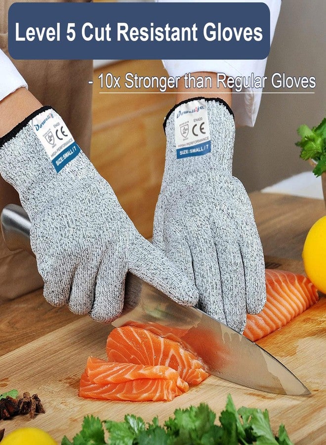 Dowellife Cut Resistant Gloves Protection, Safety Kitchen Cuts Gloves for Oyster Shucking, Fish Fillet Processing, Mandolin Slicing, Meat Cutting and Wood Carving, 1 Pair (Small) - Image 5
