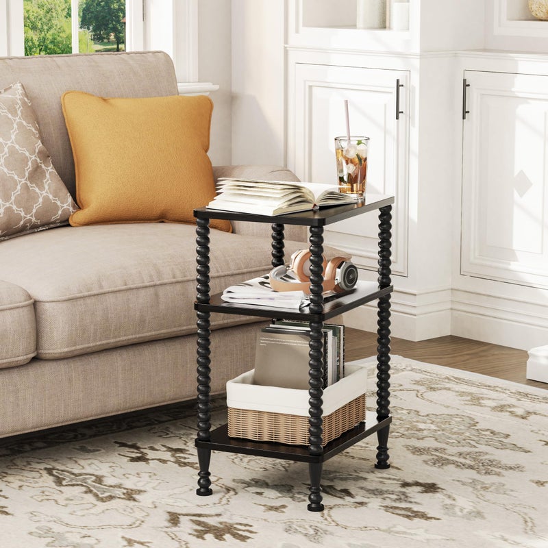 Lifenite Side Table, 3-Tier Small End Table, Tall Accent Table with Storage Shelf for Small Spaces, Bedroom, Living Room, Farmhouse, Black - Image 4