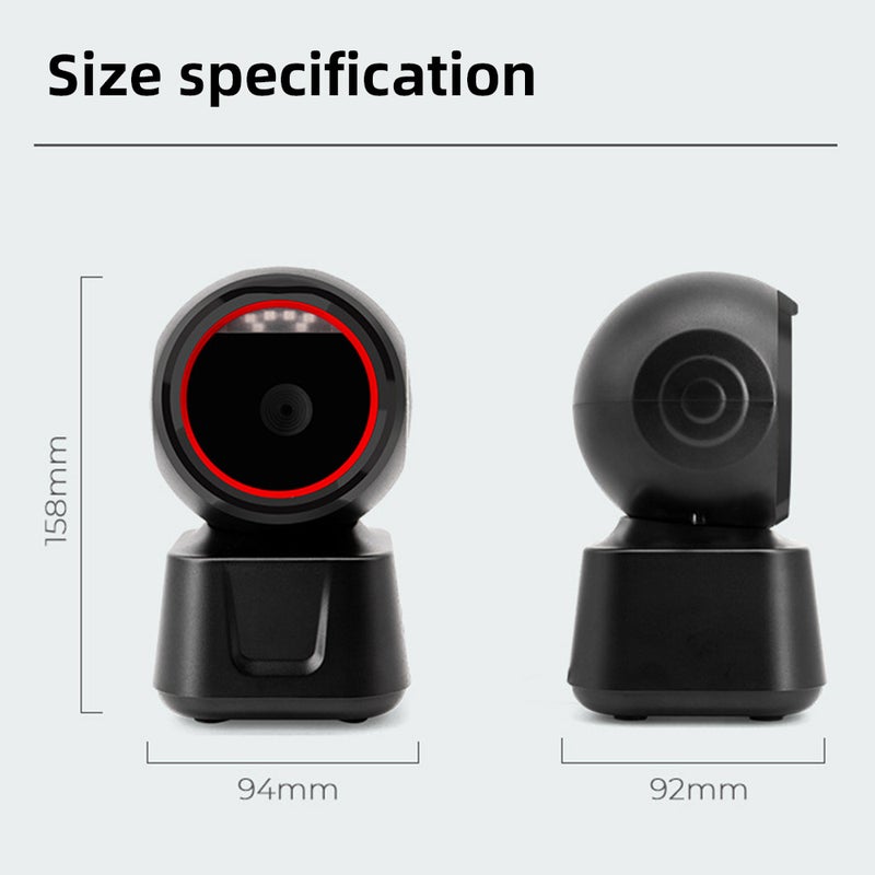 1D 2D QR Desktop Wired Barcode Scanner High-speed  Platform Hands-Free Automatic Sense Reader USB Port Plug&Play Compatible with   Window Android System Image CMOS Sensor Suitable for Supermarket - Image 4