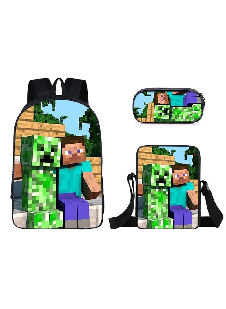 MINECRAFT My World Cartoon Student Backpack Three-piece Set 29*42*16cm 