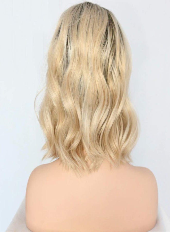 14'' Natural Soft Short Wavy Blonde Wig Hair Extensions Synthetic Fiber Hair Wigs High Temperature Heat Resistantfor Party Cosplay - Image 5