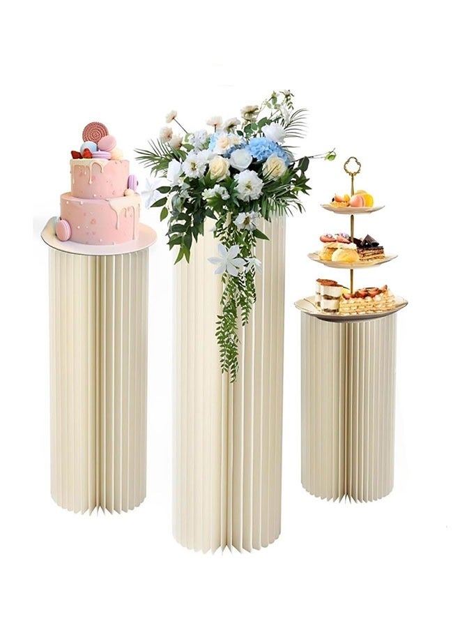 73Hours Columns Pedestals Stands,Nesting Food Display Stands for Parties, Buffet Risers Set of Party, Round Cylinder Display Stand Foldable Paper Stand Pedestal Display 3Pcs Set, Cupcake Dessert Stand for Party Events Display - Image 2