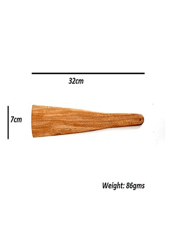 The Indus Valley Neem Wood Ladles - Wooden Flip/Spatula/Ladle For Cooking Dosa/Roti/Chapati | Kitchen Tools | No Harmful Polish | Handmade | Cookware - (Neem Wood, Set Of 3) - 25 Cm - Image 3