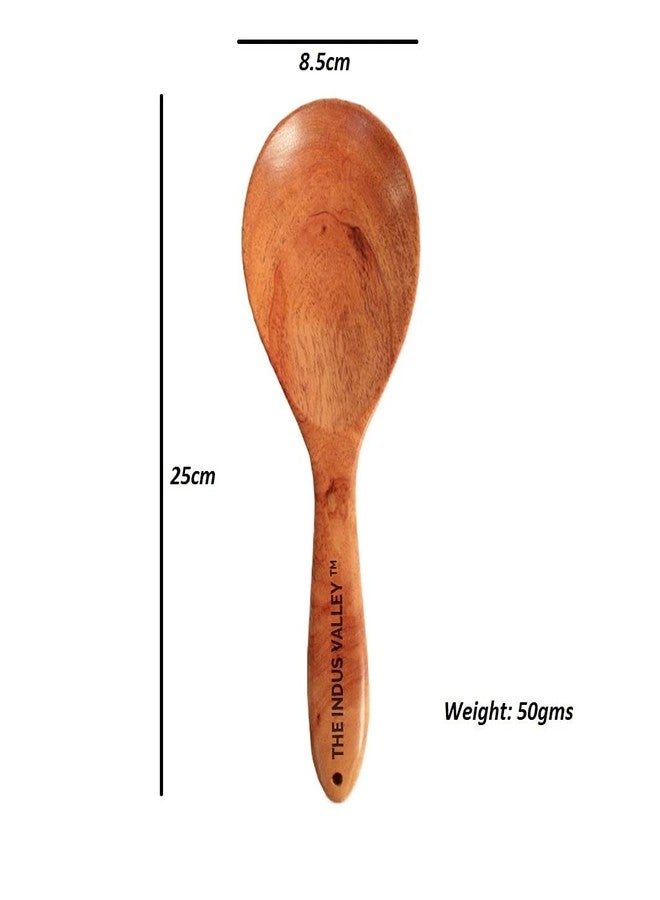 The Indus Valley Neem Wood Ladles - Wooden Flip/Spatula/Ladle For Cooking Dosa/Roti/Chapati | Kitchen Tools | No Harmful Polish | Handmade | Cookware - (Neem Wood, Set Of 3) - 25 Cm - Image 5
