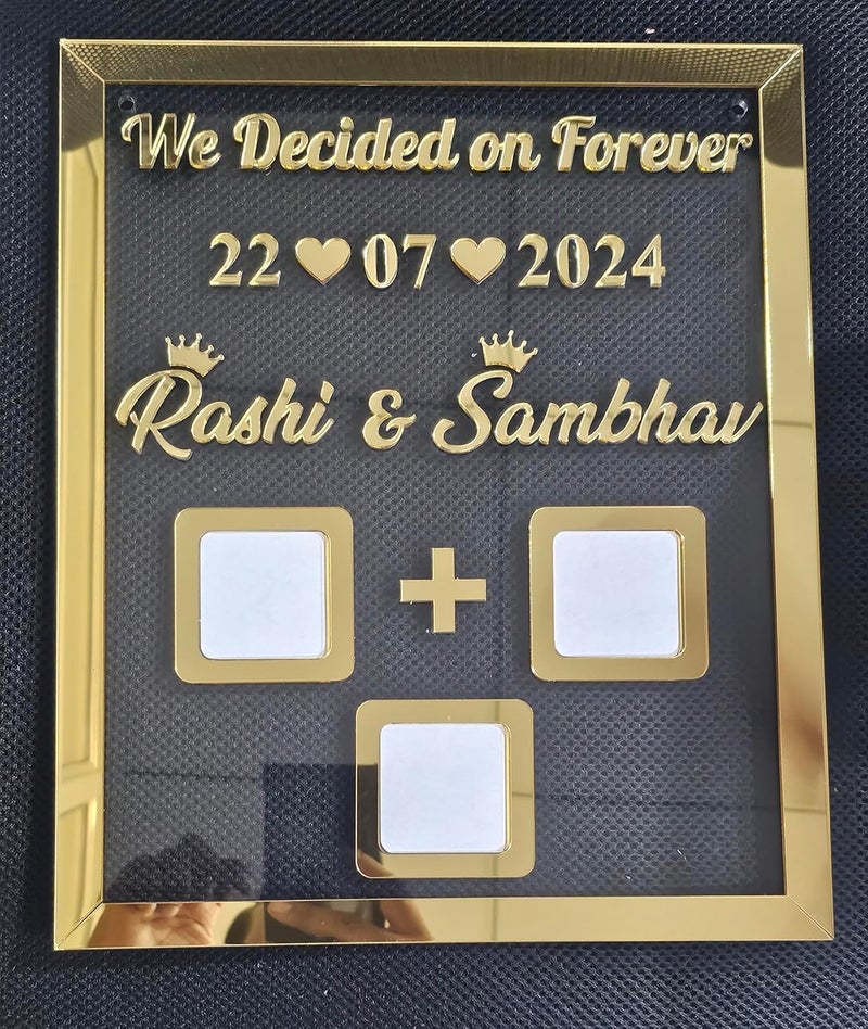 UKANI Thumb Impression Gift For Couple Size 30 Cm X 25 Cm Wedding Thumb Print Couple Gift Finger Print Gift Personalized Text Golden Acrylic Design Anniversary Gift