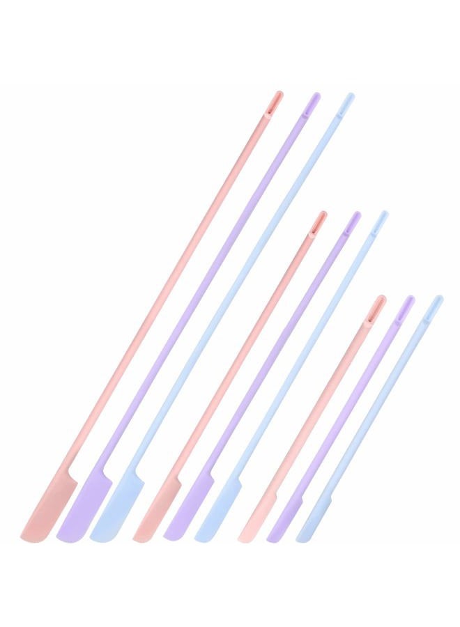 BOAO 9 Pieces Last 3 Sizes Silicone Spatula for Beauty and Kitchen Makeup Spatula Silicone Bottle Scraper Lotion for Girls and Women (Pink, Purple and Blue) - Image 1