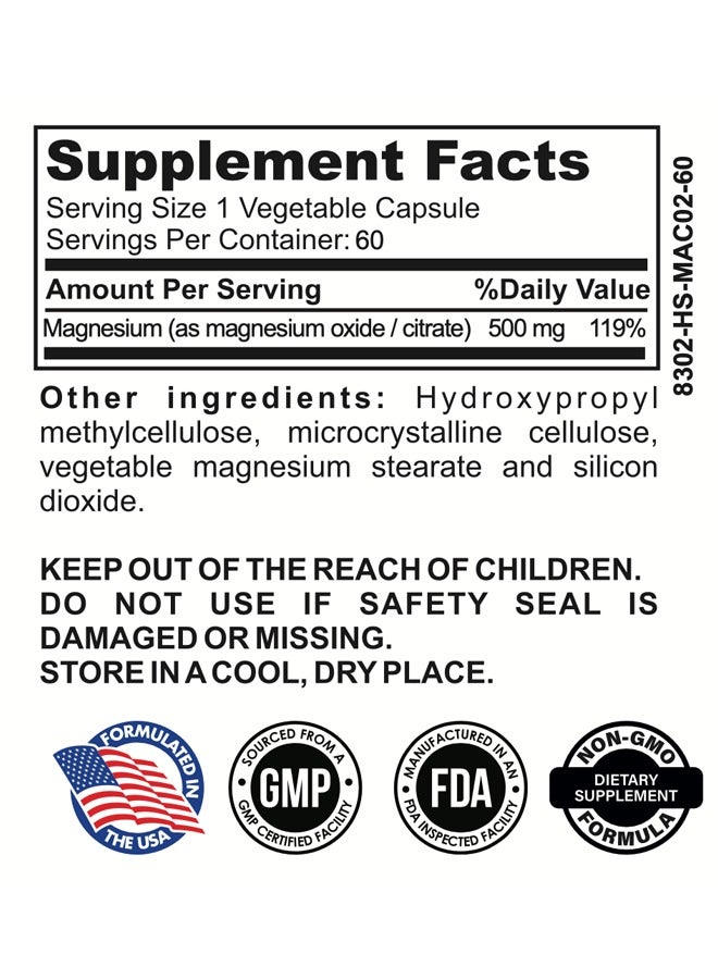 Aidplus Magnesium 500 mg – 60 Vegetable Capsules - Image 2