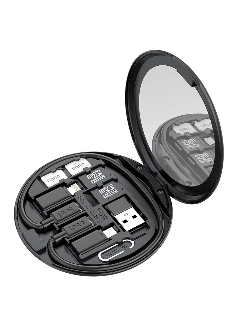 ELTRAZONE Mini Mirror SD CF Card Reader 11 in 1 TF Memory Card Adapter Camera Card Reader Digital Beauty Gadget Storage case USB C Type Charging and Data Transfer case  - Image 1