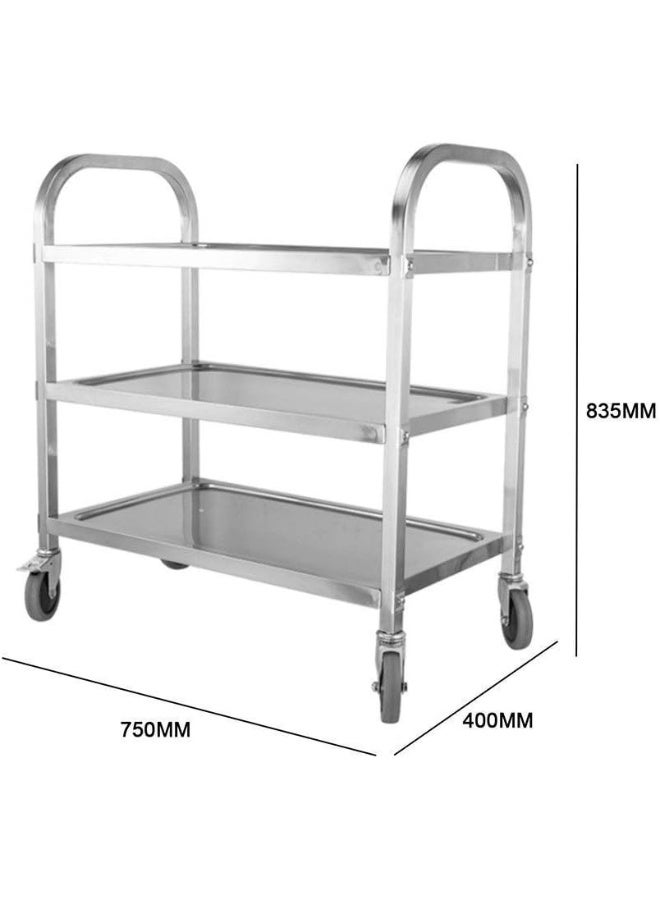 Movable Trolleys,3 Tier Stainless Steel Utility Cart with Wheels Kitchen Island Trolley Serving Cart Catestorage Shelf with Locking Wheels - Image 2