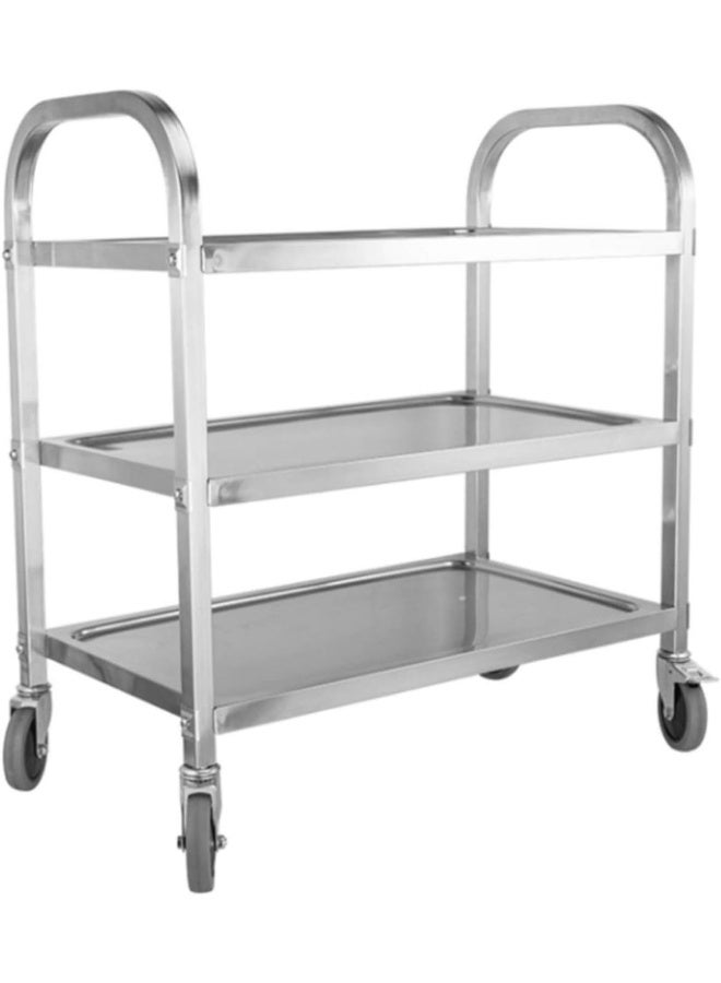 Movable Trolleys,3 Tier Stainless Steel Utility Cart with Wheels Kitchen Island Trolley Serving Cart Catestorage Shelf with Locking Wheels - Image 1