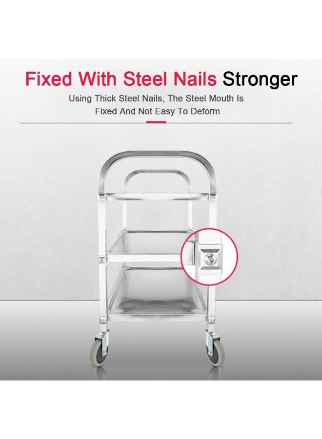 Movable Trolleys,3 Tier Stainless Steel Utility Cart with Wheels Kitchen Island Trolley Serving Cart Catestorage Shelf with Locking Wheels - Image 4