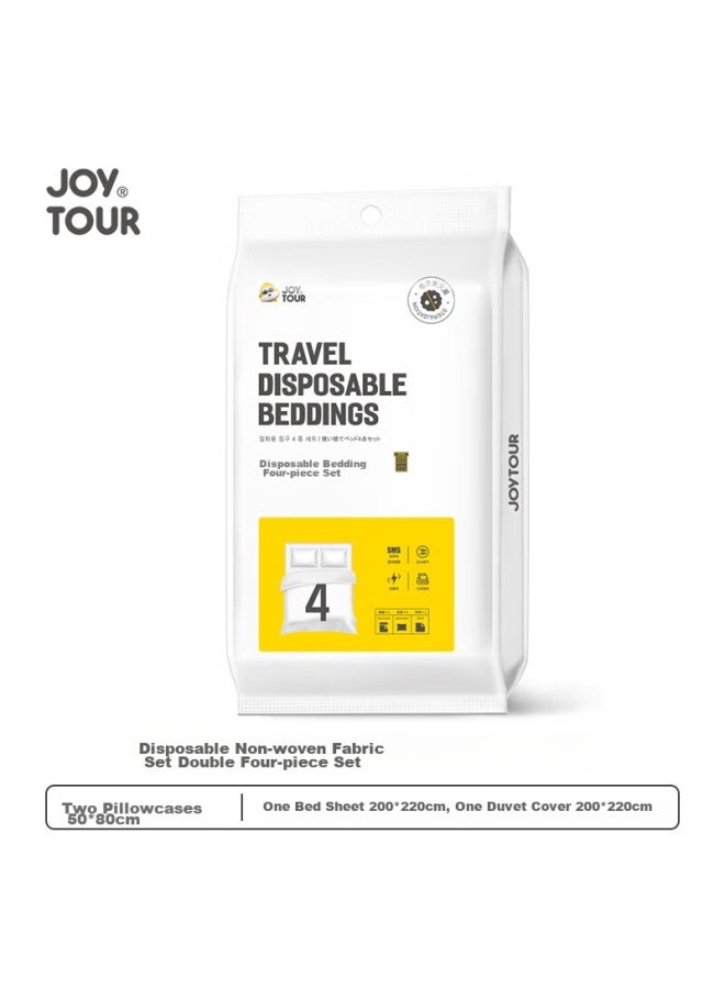 JOY TOUR Joytour Disposable Bed Sheet And Duvet Cover , Travel Hotel Hygiene Sleeping Bag Bedding, Double Size Four-piece Set - Image 1