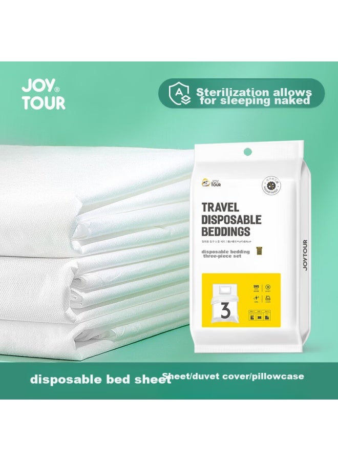 JOY TOUR Joytour Disposable Bed Sheet And Duvet Cover , Travel Hotel Hygiene Sleeping Bag Bedding, Double Size Four-piece Set - Image 2