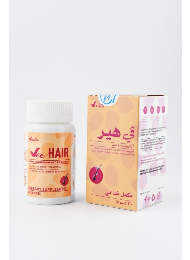 Veexia Vee Hair Supplement for Hair Loss - 30 Capsules - Image 1