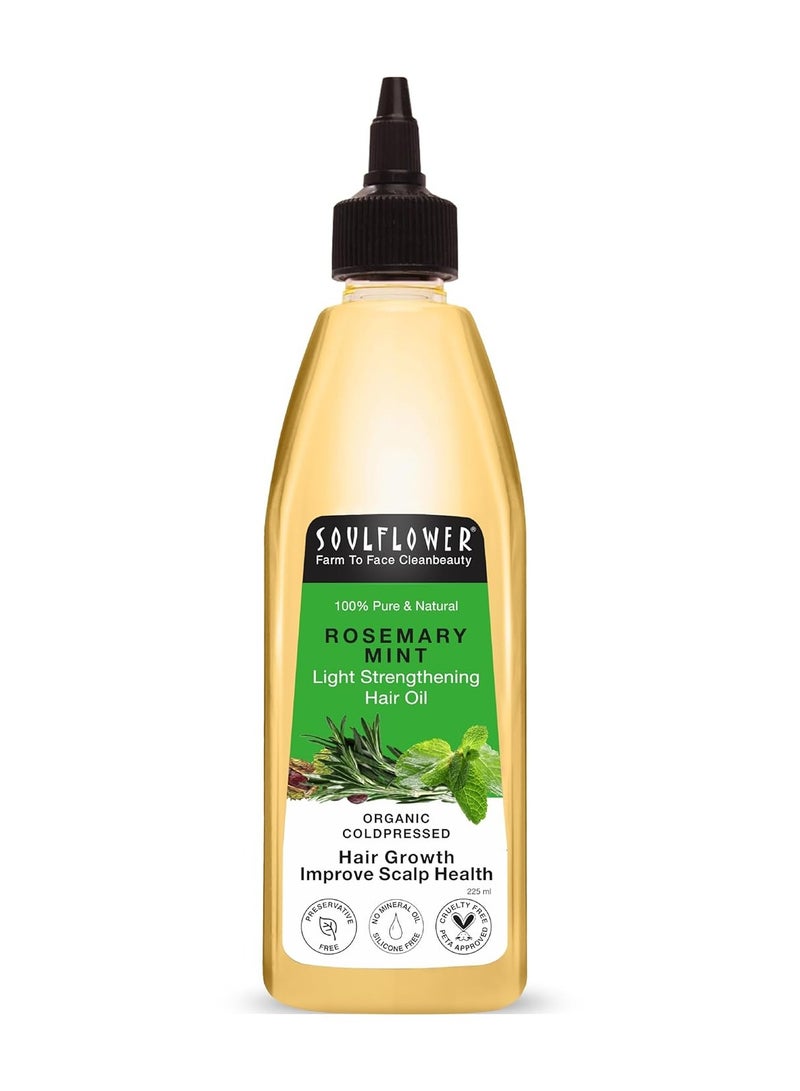 Soulflower Rosemary Mint Hair Oil for Hair growth, Hair fall control, Anti Dandruff & Split ends with Amla, Castor, Argan 100% Pure, Natural, Organic Certified, 225ml - Image 1