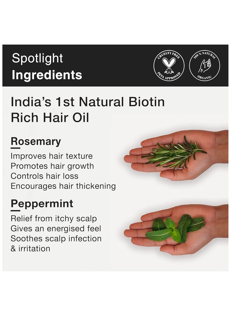 Soulflower Rosemary Mint Hair Oil for Hair growth, Hair fall control, Anti Dandruff & Split ends with Amla, Castor, Argan 100% Pure, Natural, Organic Certified, 225ml - Image 2