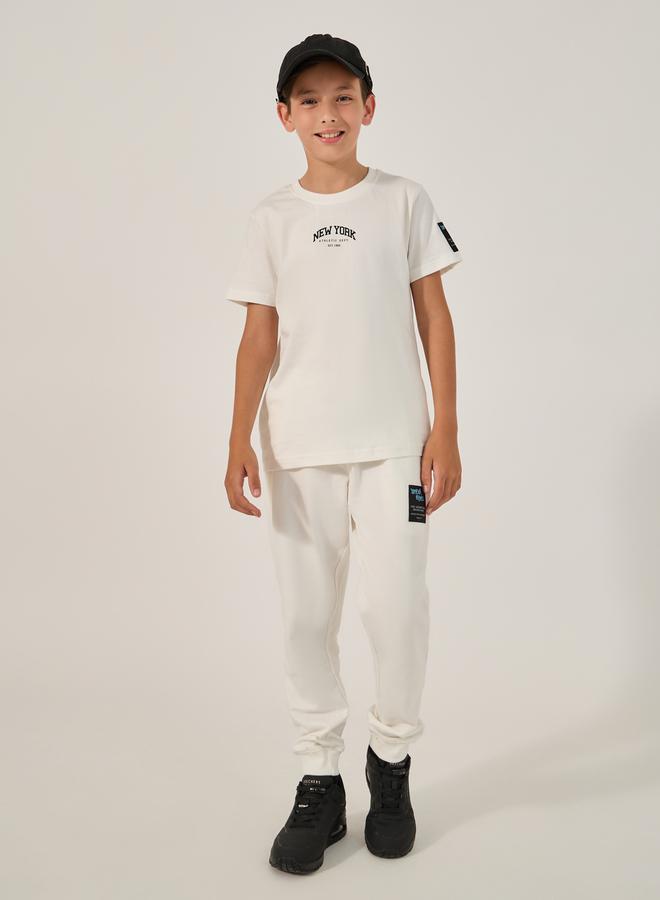 Styli Slogan Print Round Neck T-Shirt and Joggers Set - Image 1