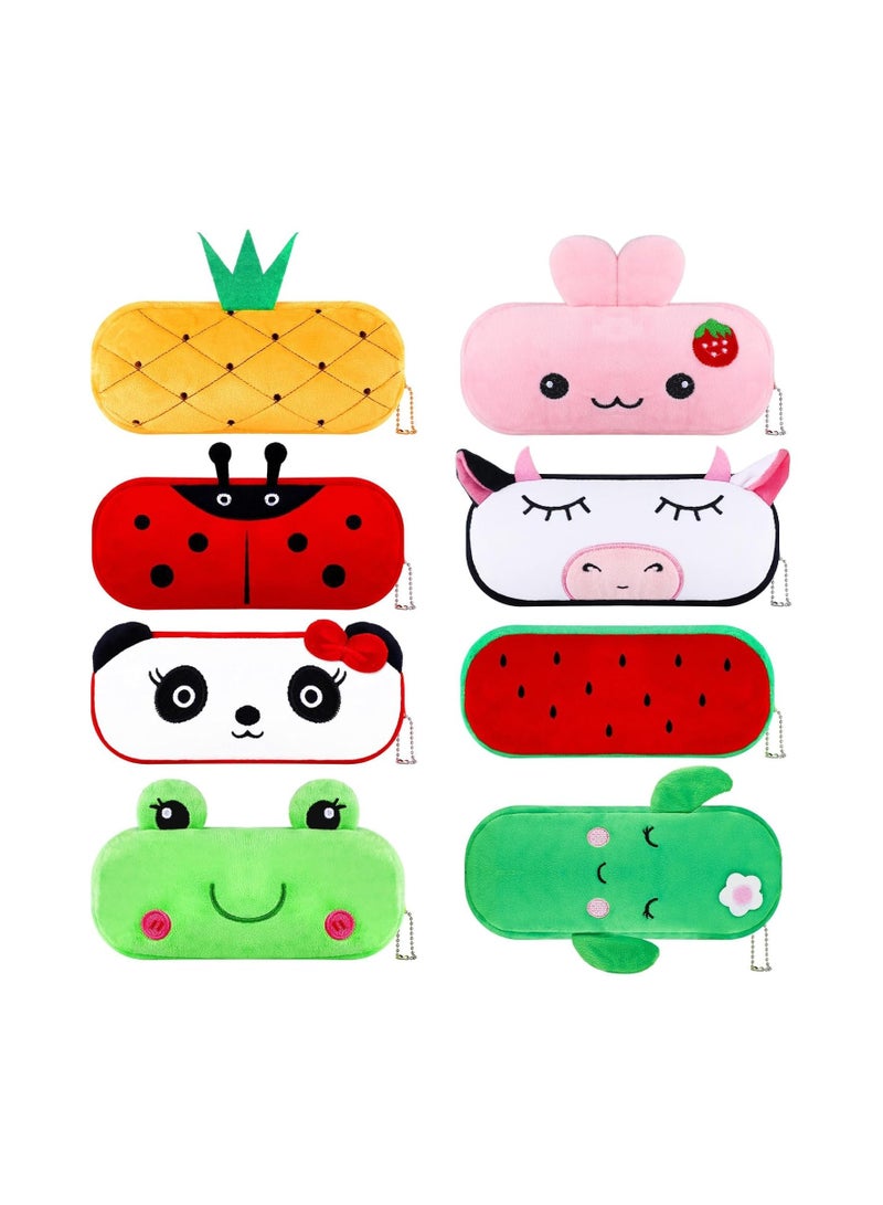 general 8-piece cartoon animal pencil case set, adorable cartoon pencil pouch with zip closure, school stationery for girls and boys, classroom supplies for back-to-school essentials. - Image 1