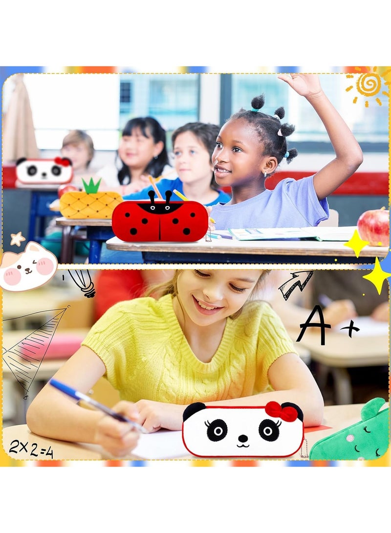 general 8-piece cartoon animal pencil case set, adorable cartoon pencil pouch with zip closure, school stationery for girls and boys, classroom supplies for back-to-school essentials. - Image 3