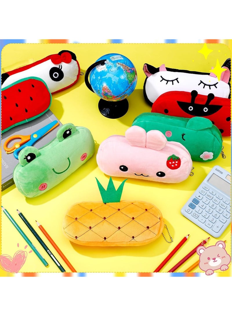 general 8-piece cartoon animal pencil case set, adorable cartoon pencil pouch with zip closure, school stationery for girls and boys, classroom supplies for back-to-school essentials. - Image 5