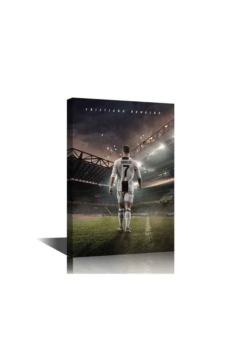 TISHIRON Cristiano Ronaldo Back Canvas Art Wall Framed CR7 Poster Decorative Pictures Painting Modern Home Decor for Living Room Dining Posters Prints Ready to Hang 24x16 in - Image 1