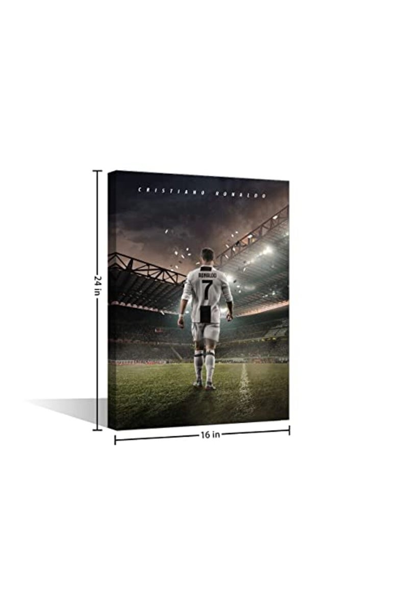 TISHIRON Cristiano Ronaldo Back Canvas Art Wall Framed CR7 Poster Decorative Pictures Painting Modern Home Decor for Living Room Dining Posters Prints Ready to Hang 24x16 in - Image 3