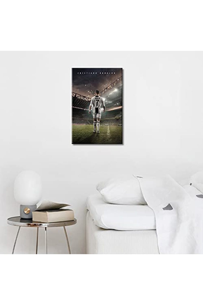 TISHIRON Cristiano Ronaldo Back Canvas Art Wall Framed CR7 Poster Decorative Pictures Painting Modern Home Decor for Living Room Dining Posters Prints Ready to Hang 24x16 in - Image 5