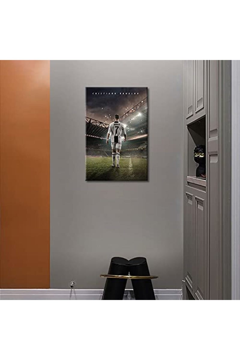 TISHIRON Cristiano Ronaldo Back Canvas Art Wall Framed CR7 Poster Decorative Pictures Painting Modern Home Decor for Living Room Dining Posters Prints Ready to Hang 24x16 in - Image 4