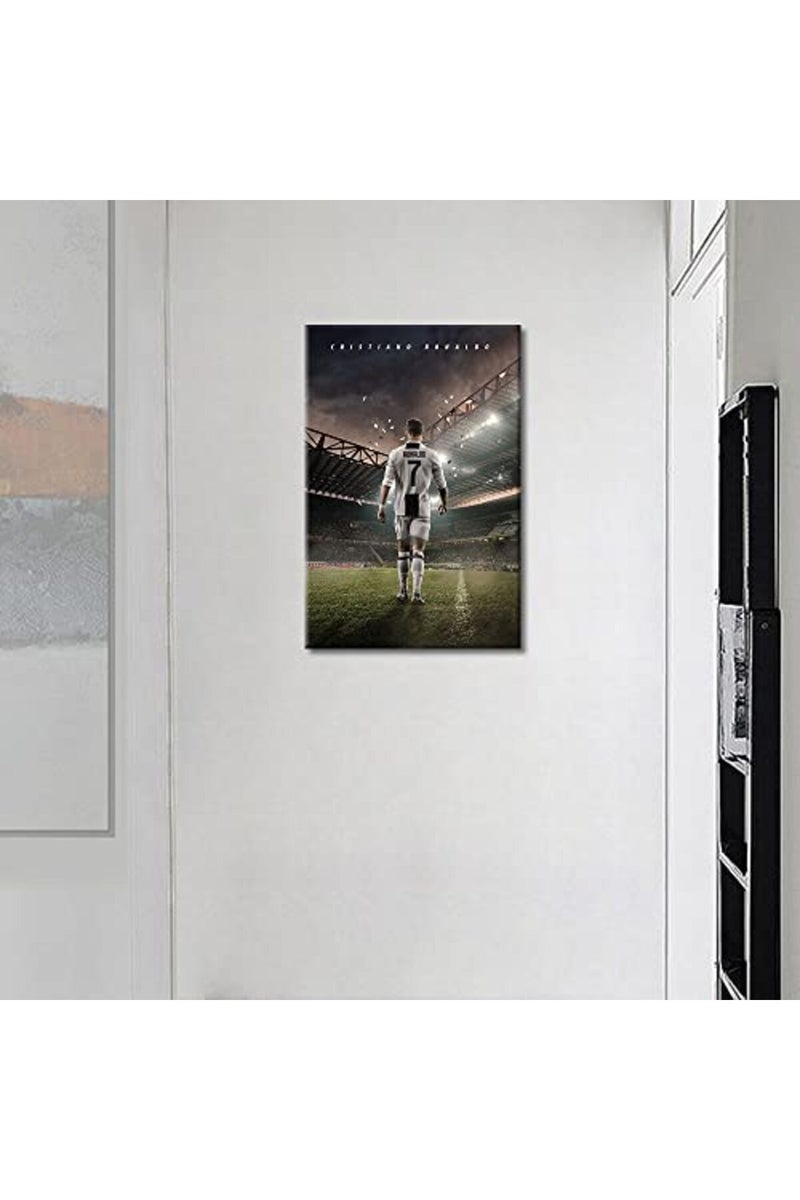 TISHIRON Cristiano Ronaldo Back Canvas Art Wall Framed CR7 Poster Decorative Pictures Painting Modern Home Decor for Living Room Dining Posters Prints Ready to Hang 24x16 in - Image 2