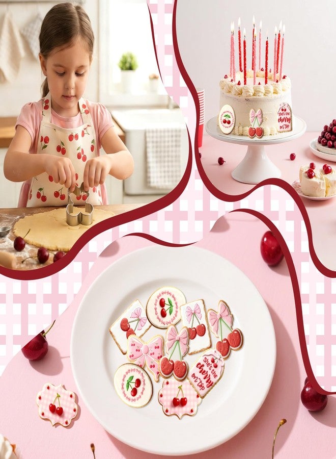CORNER LACE 6 Pieces Cherry With Bow Cookie Cutters Set - Stainless Steel Cookie Biscuit Cutting Molds for Women Birthday Baby Bridal Shower Wedding Party DIY Craft Home Baking Supplies - Image 4