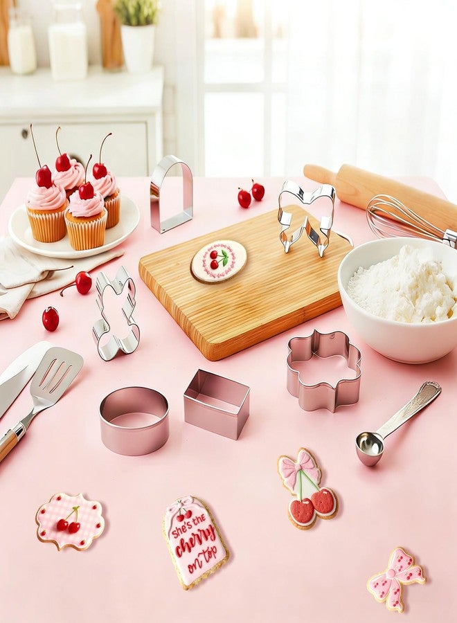CORNER LACE 6 Pieces Cherry With Bow Cookie Cutters Set - Stainless Steel Cookie Biscuit Cutting Molds for Women Birthday Baby Bridal Shower Wedding Party DIY Craft Home Baking Supplies - Image 2