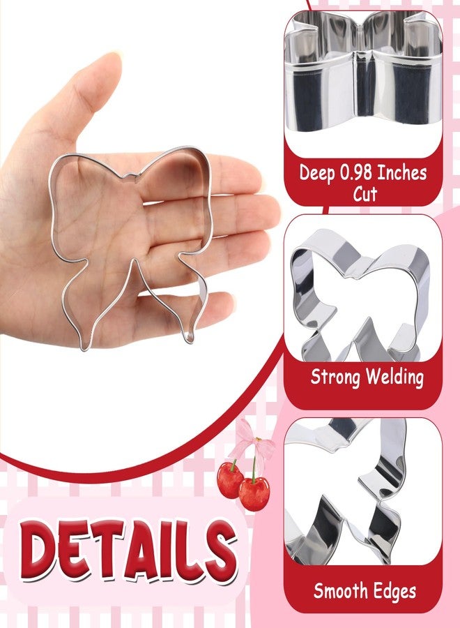 CORNER LACE 6 Pieces Cherry With Bow Cookie Cutters Set - Stainless Steel Cookie Biscuit Cutting Molds for Women Birthday Baby Bridal Shower Wedding Party DIY Craft Home Baking Supplies - Image 5