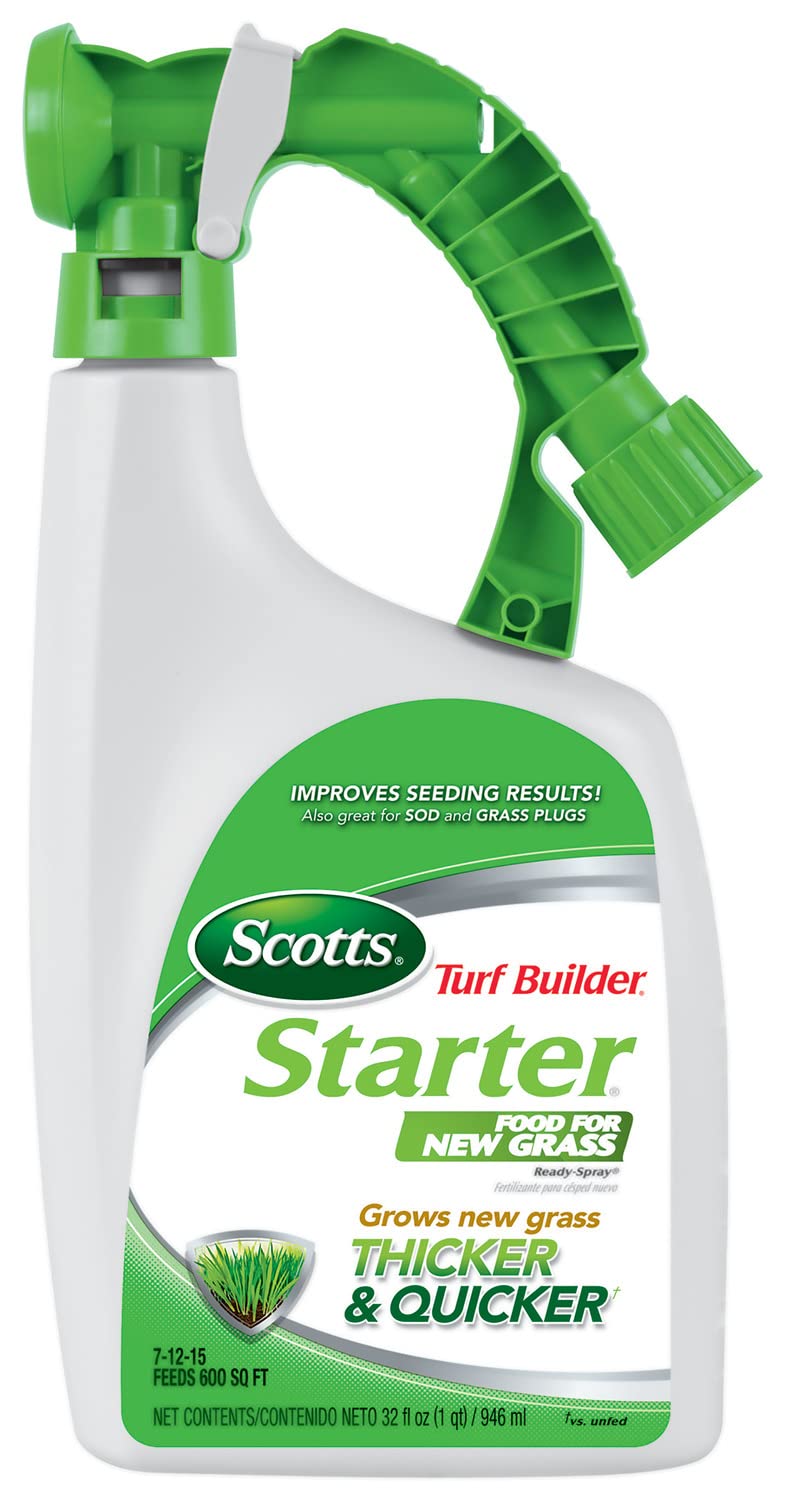 Scotts Turf Builder Starter Food for New Grass Ready-Spray, Use on Newly Seeded Lawns or After Installing Sod, For All Grass Types, 600 sq. ft., 32 oz. - Image 1