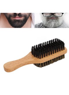 Brrnoo Double Sided Beard Brush, Imitation Bristle With Rubber Wood Handle For Men, Mustache Brush, Beard Grooming Tool - Brown  - Image 1