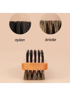 Brrnoo Double Sided Beard Brush, Imitation Bristle With Rubber Wood Handle For Men, Mustache Brush, Beard Grooming Tool - Brown  - Image 2