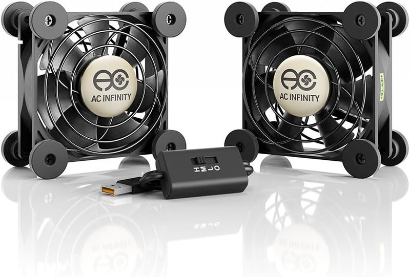 AC Infinity مروحة متعددة S5، مروحة USB مزدوجة 80 مم هادئة، معتمدة من UL لتبريد أجهزة الاستقبال DVR بلاي ستيشن إكس بوكس خزانة الكمبيوتر - Image 1