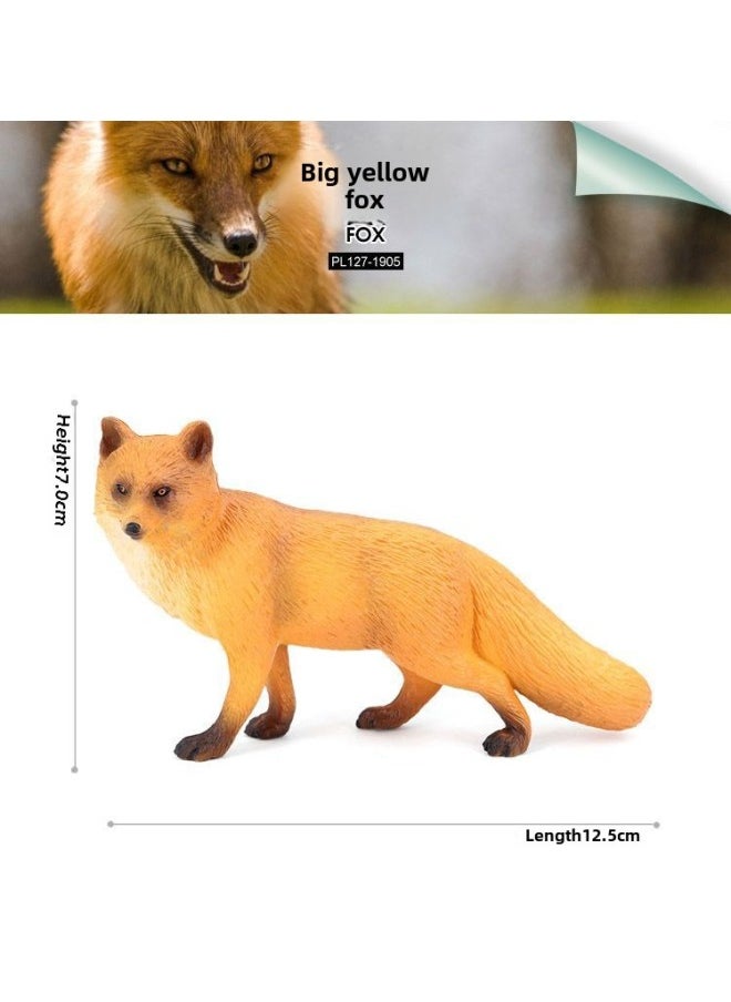 Simulation Animal Children's Solid Toy Model Fox Big Red Fox Big White Fox Cognitive Ornaments Hand-held-Color:PL127-1905 Rhubarb Fox  - Image 1