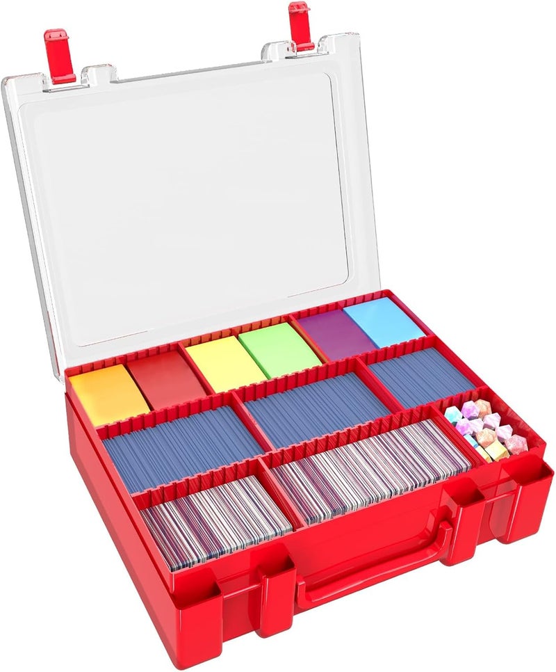 Fullcase Trading Card Storage Organizer Case for 2400+ Cards - Red - Image 1