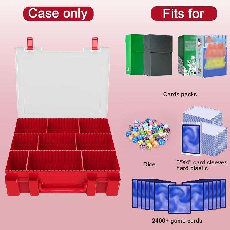 Fullcase Trading Card Storage Organizer Case for 2400+ Cards - Red - Image 3